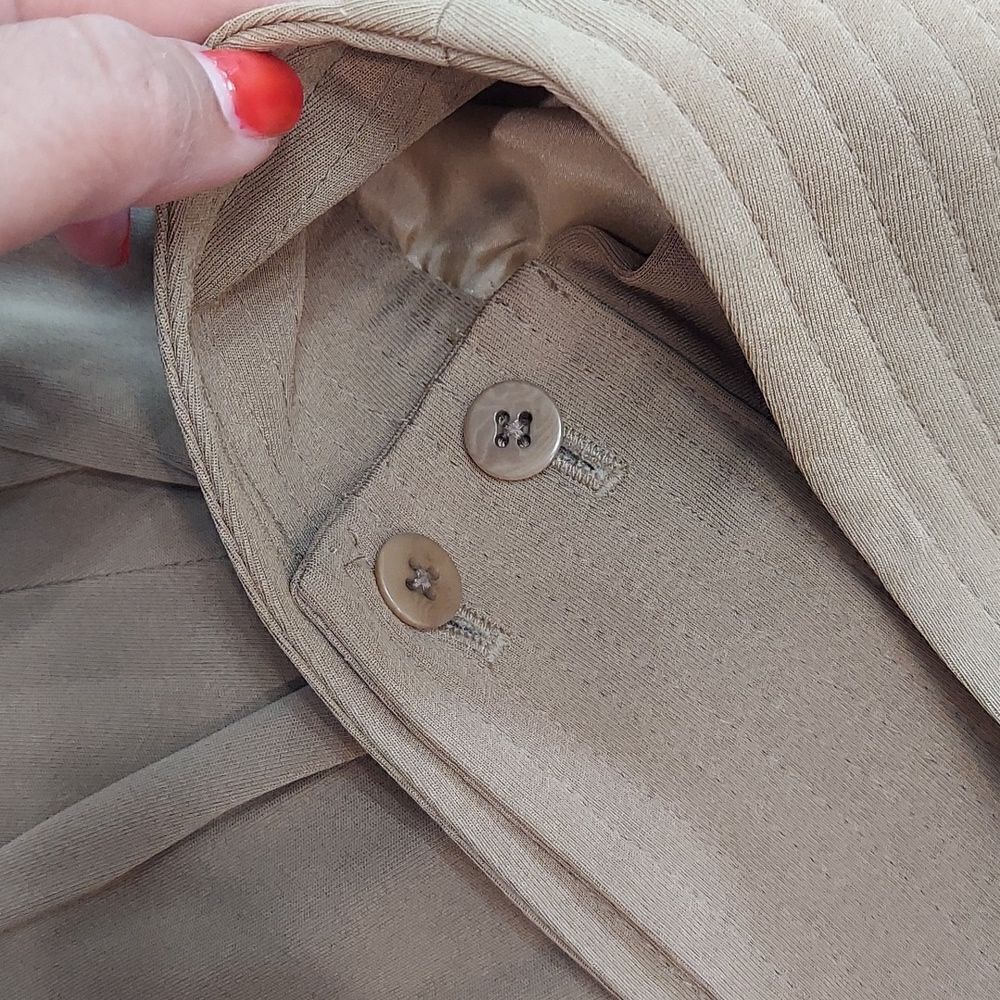 Ralph Lauren Trouser Pants Leather Belt Detail Cuff Hem Pocket Viscose Khaki  4 - Picture 13 of 13